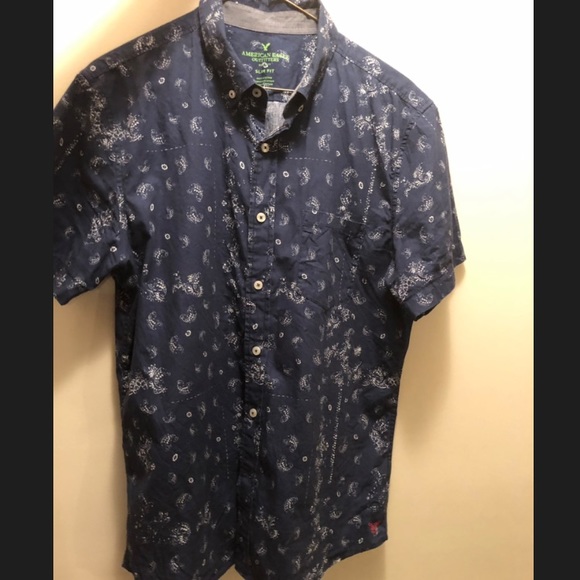 American Eagle Slim Fit Short-Sleeve Button Up - Picture 1 of 4